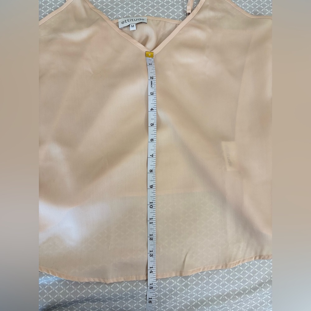 New Medium Ettitude Beige Sateen Bamboo V Neck Camisole - Picture 10 of 16